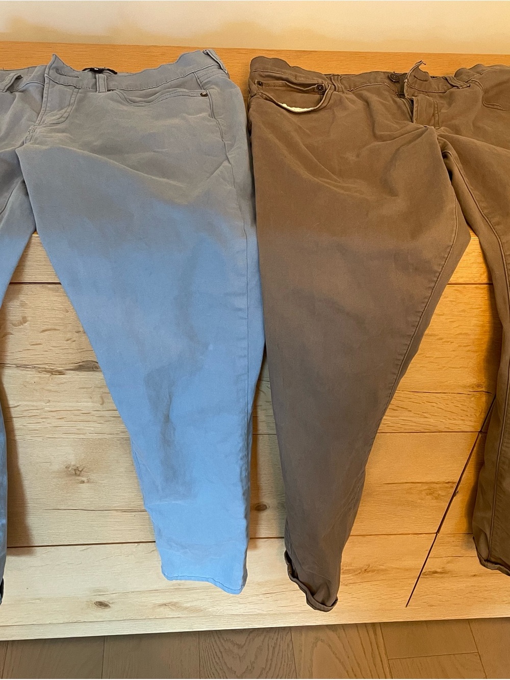 2 Pairs Lucky Brand Two-Tone Chino Pants in Light Blue and Brown